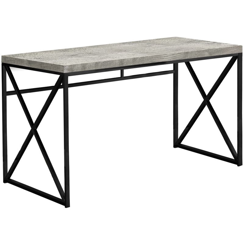 Pemberly Row Computer Desk Home Office Laptop Metal Laminate Grey Black