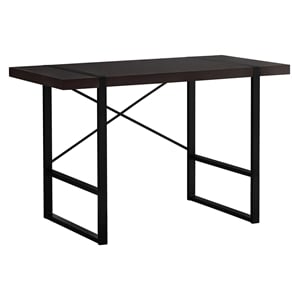 Pemberly Row Computer Desk Home Office Laptop 48&quotL Metal Laminate Brown Black