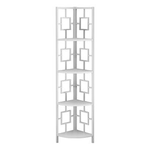 Pemberly Row Corner Bookshelf Etagere 4-Tier 62&quotH Office/Bedroom Metal White