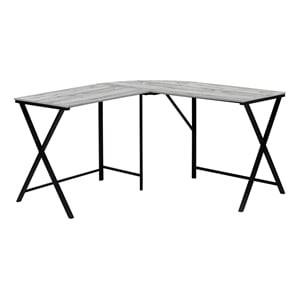 Pemberly Row Corner Computer Desk Home Office 55&quotL L-Shape Metal Grey