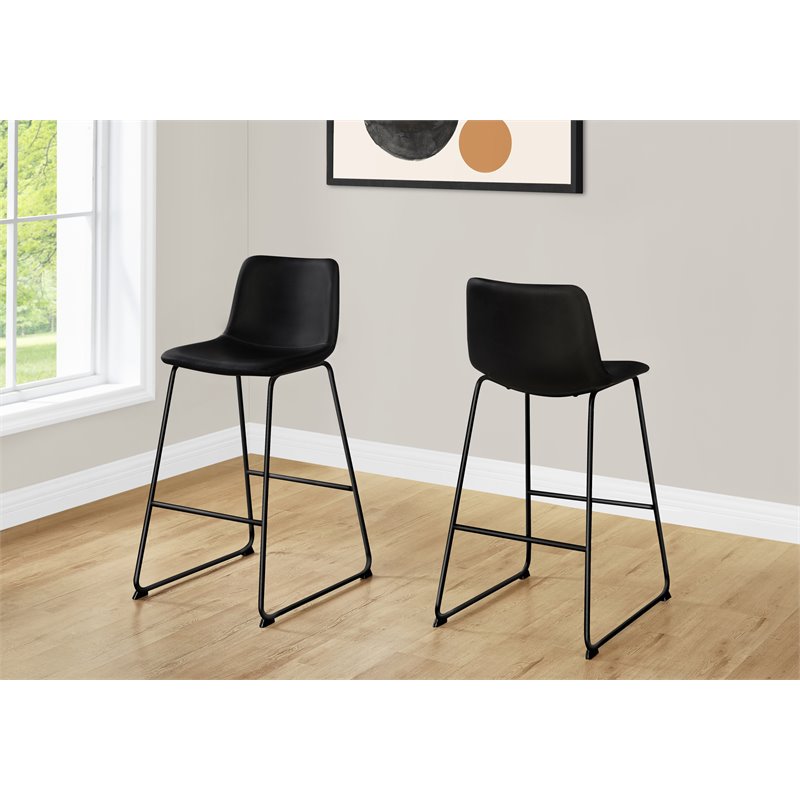 Pemberly Row Modern Faux Leather Office Chair in Black Metal Frame