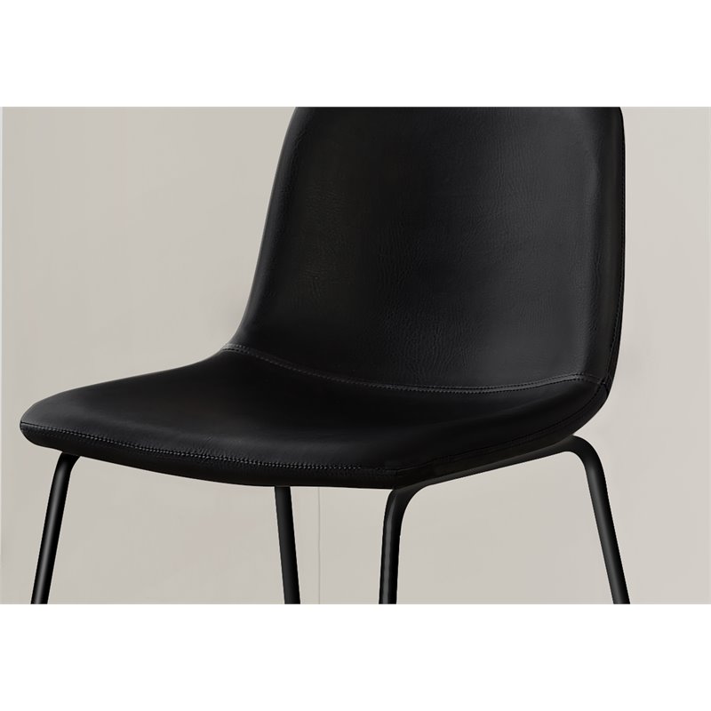 Pemberly Row Modern Faux Leather Office Chair in Black Metal Frame