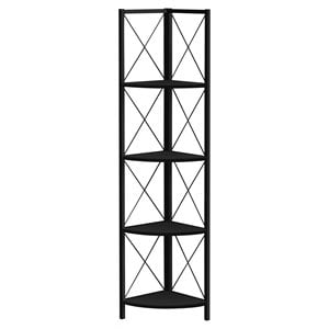 Pemberly Row Corner Bookshelf Etagere 4-Tier 60&quotH Office/Bedroom Metal Black