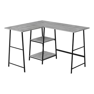 Pemberly Row Corner Computer Desk Home Office 48&quotL L-Shape Metal Grey