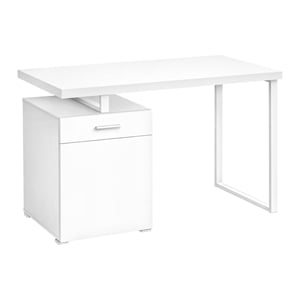 Pemberly Row Computer Desk Home Office Laptop Storage Drawers 48&quotL Metal White