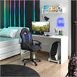 Pemberly Row Faux Leather Kids Gaming and Student Racer Chair in Blue/Black