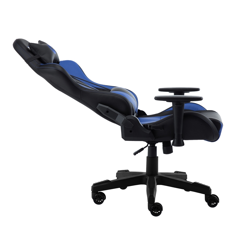 Pemberly Row Polyurethane and Steel Frame Office-PC Gaming Chair in Blue