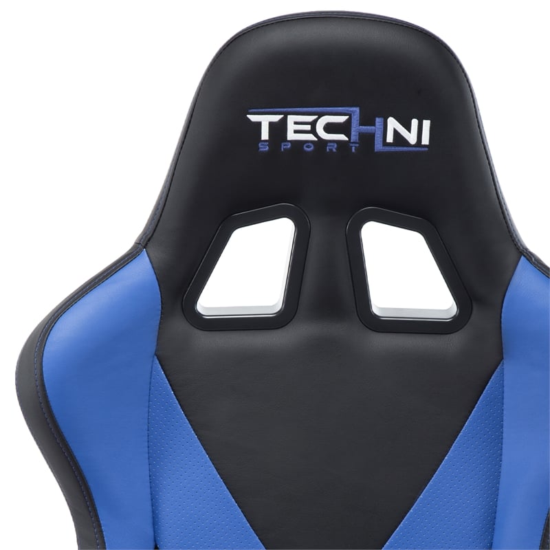Pemberly Row Polyurethane and Steel Frame Office-PC Gaming Chair in Blue