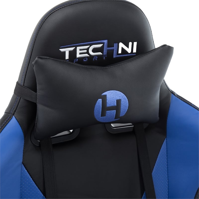 Pemberly Row Polyurethane and Steel Frame Office-PC Gaming Chair in Blue