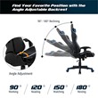 Pemberly Row Faux Leather Blue Swivel Massage Gaming Chair with Lumbar Support