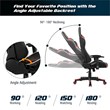 Pemberly Row Faux Leather Swivel Massage Gaming Chair with Lumbar Support in Red