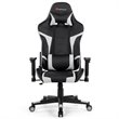 Pemberly Row Faux Leather White Swivel Massage Gaming Chair with Lumbar Support