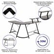 Pemberly Row L-Shaped Steel Metal Computer Gaming Desk in Black
