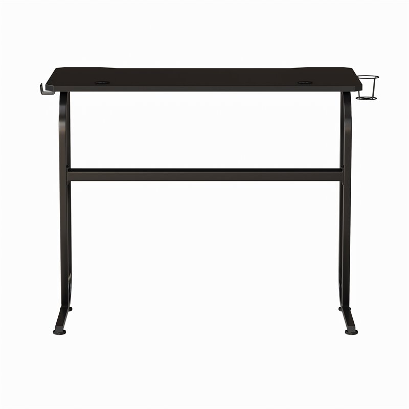 Pemberly Row Engineered Wood and Steel Gaming Ergonomic Desk in Black