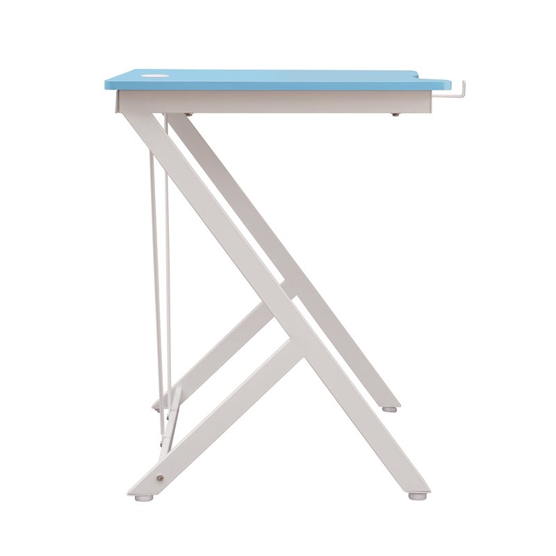 Pemberly Row Y-Shaped Modern Wood and Steel Gaming Desk in Blue