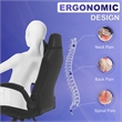 Pemberly Row Faux Leather & Metal Gaming Desk Chair in Black