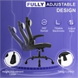 Pemberly Row Faux Leather & Metal Gaming Desk Chair in Black