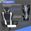 Pemberly Row Faux Leather Gaming Desk Chair in Black and White