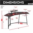 Pemberly Row Gaming Desk with Shelf & Accessory Holders Black