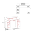 Pemberly Row Minimalist Gaming Desk with Elevated Monitor Shelf Blue Accents