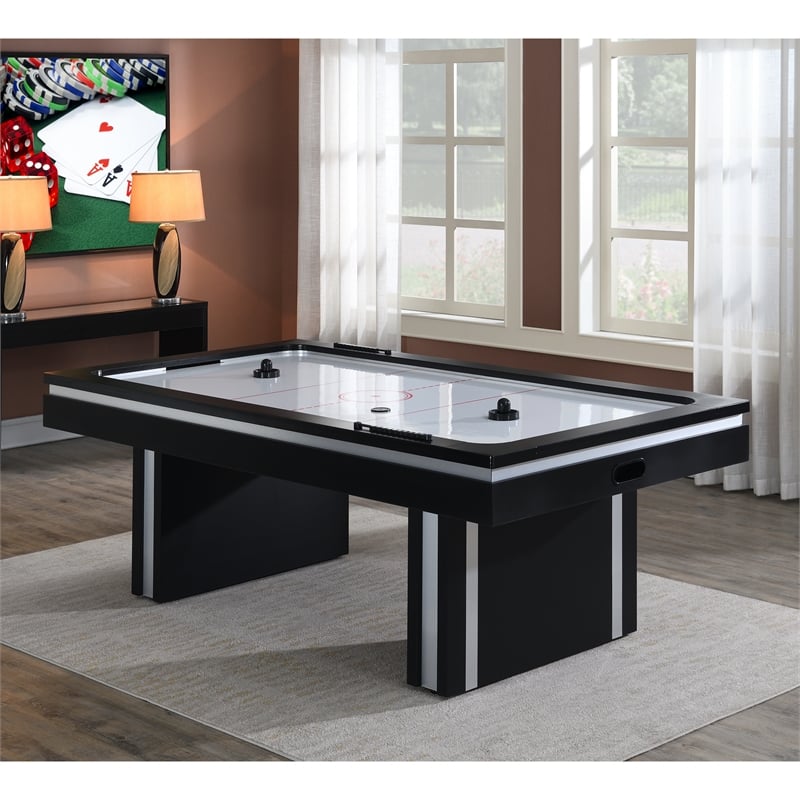 Pemberly Row Contemporary Wood Air Hockey Table in Black Finish