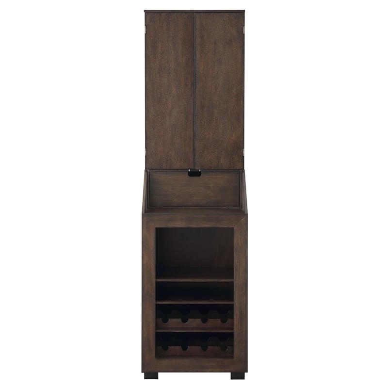 Pemberly Row Transitional Wood Dartboard Cabinet in Walnut Finish