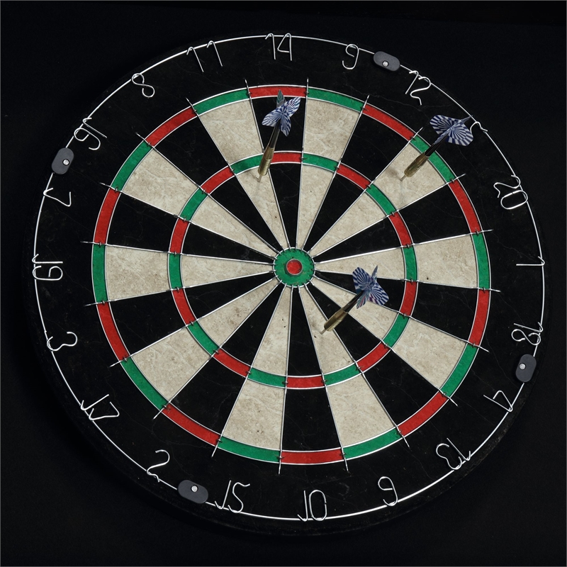 Pemberly Row Transitional Wood Dartboard Cabinet in Walnut Finish