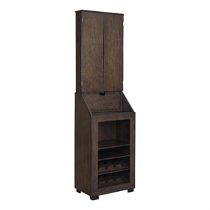 Pemberly Row Transitional Wood Dartboard Cabinet in Walnut Finish