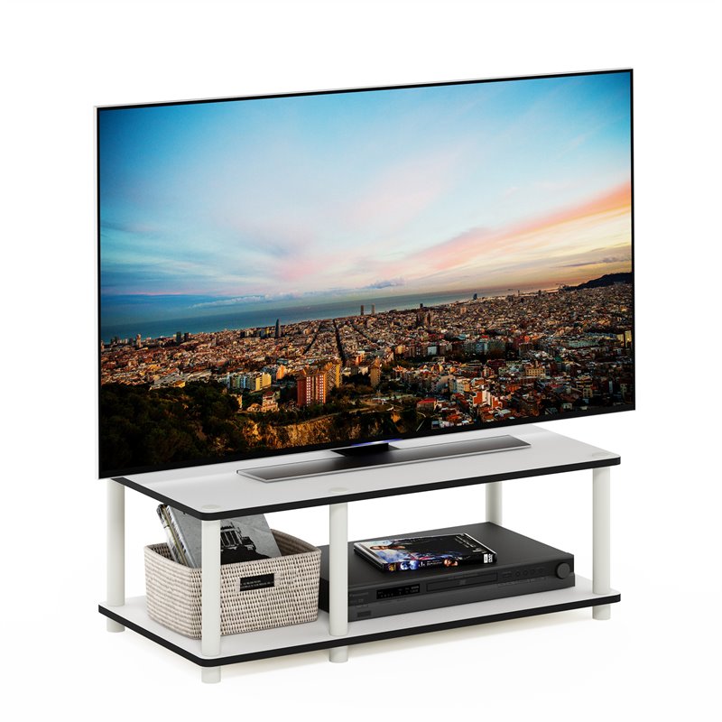 Pemberly Row Wood No Tools Mid TV Stand for TV up to 32