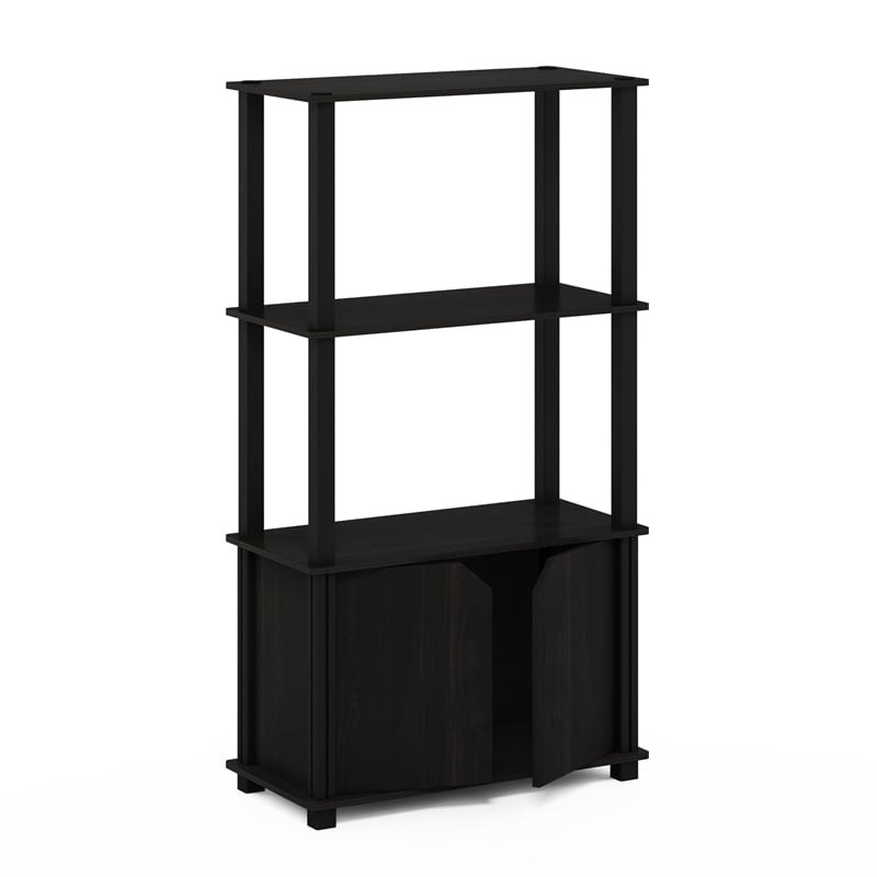 Pemberly Row 4-Tier Multipurpose Display Shelf with Door in Espresso/Black