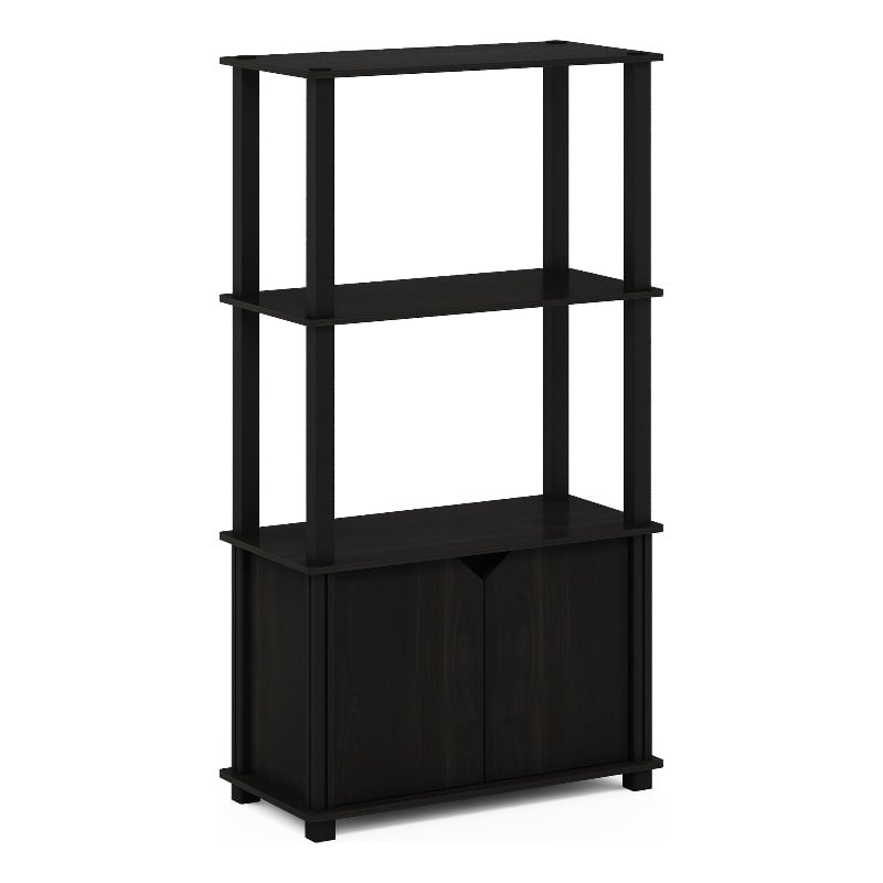 Pemberly Row 4-Tier Multipurpose Display Shelf with Door in Espresso/Black