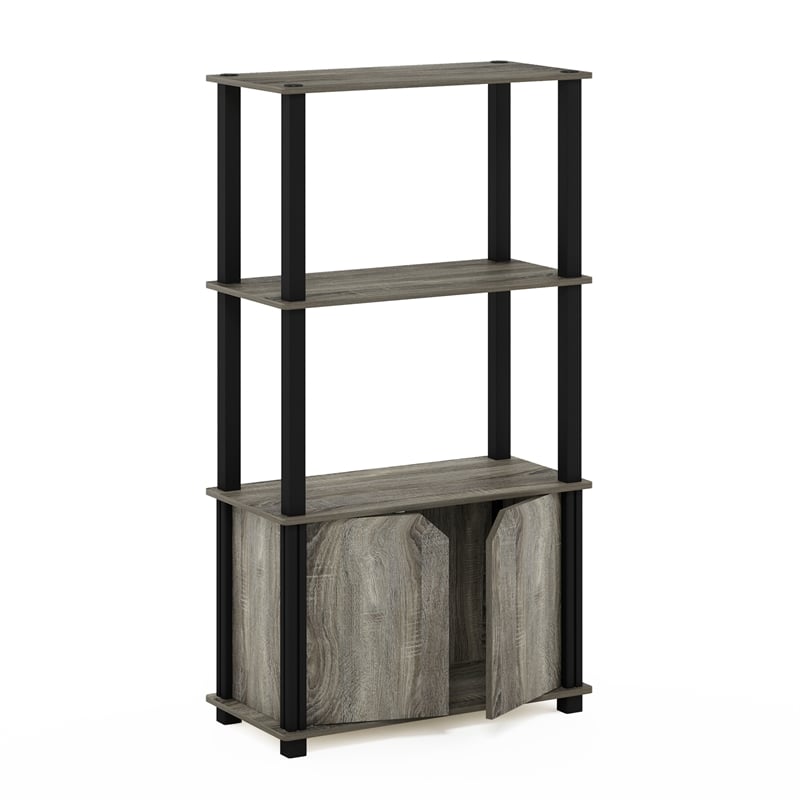 Pemberly Row 4-Tier Multipurpose Display Shelf with French Oak Gray/Black