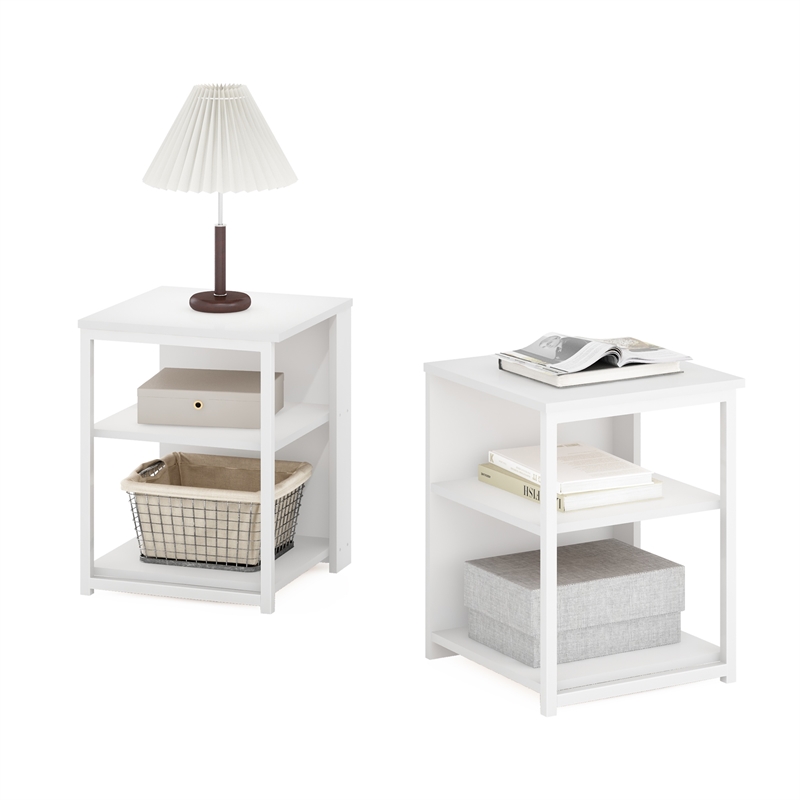 Pemberly Row Contemporary End Table in Solid White Finish (Set of 2)