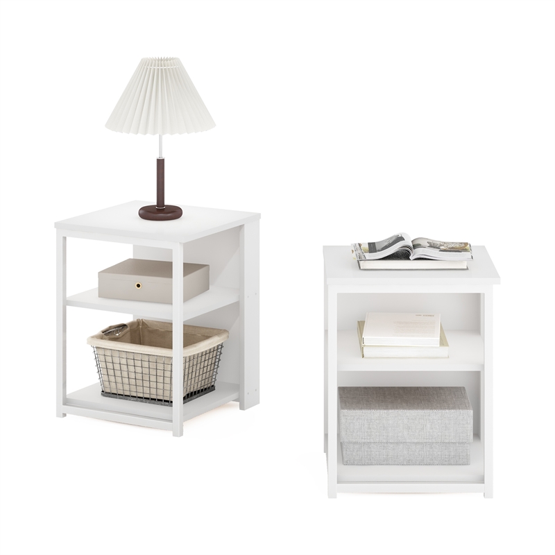 Pemberly Row Contemporary End Table in Solid White Finish (Set of 2)