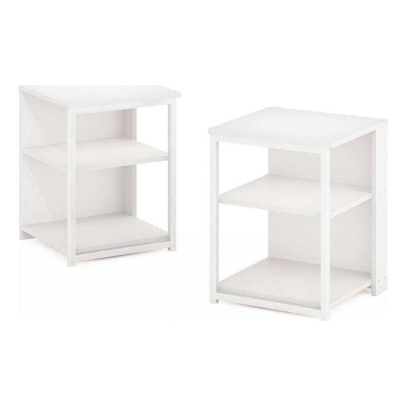 Pemberly Row Contemporary End Table in Solid White Finish (Set of 2)