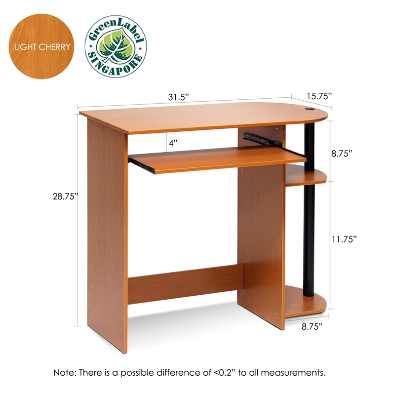 Pemberly Row Engineered Wood Computer Desk in Light Cherry/Black