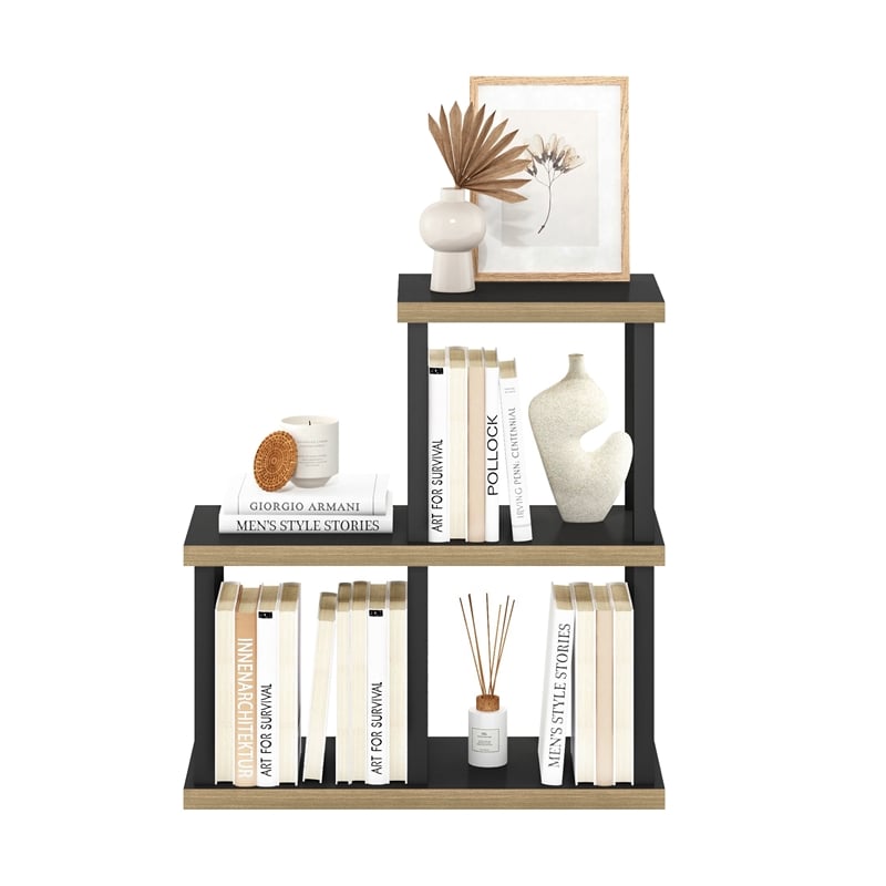 Pemberly Row Turn-N-Tube 3-Cube Decorative Display Shelf in Americano/Black