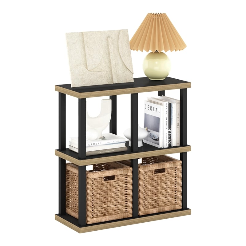 Pemberly Row Turn-N-Tube 4-Cube Decorative Display Shelf in Americano/Black