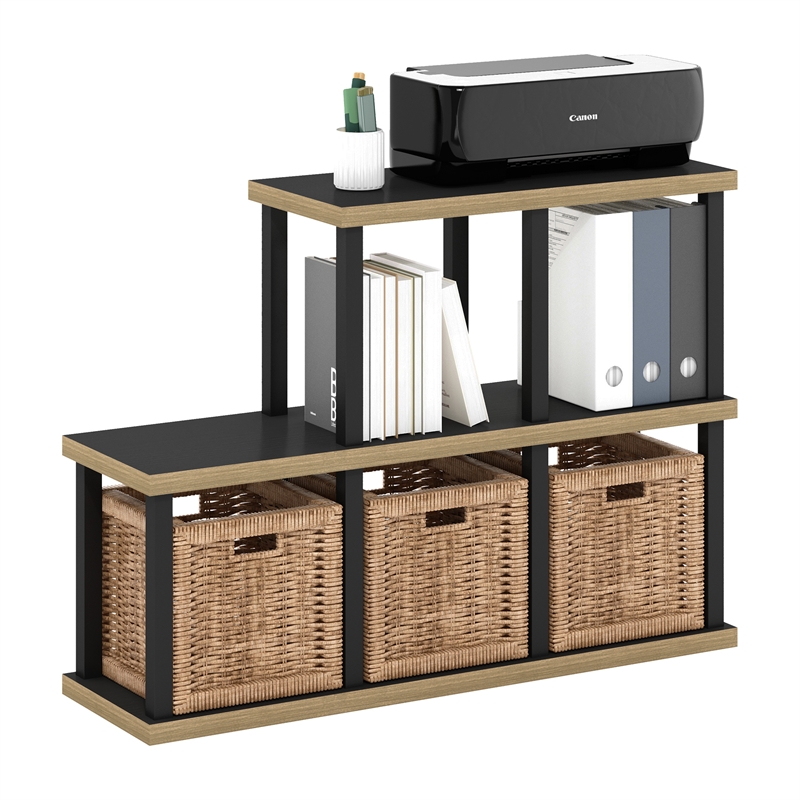 Pemberly Row Turn-N-Tube 5-Cube Decorative Display Shelf in Americano/Black