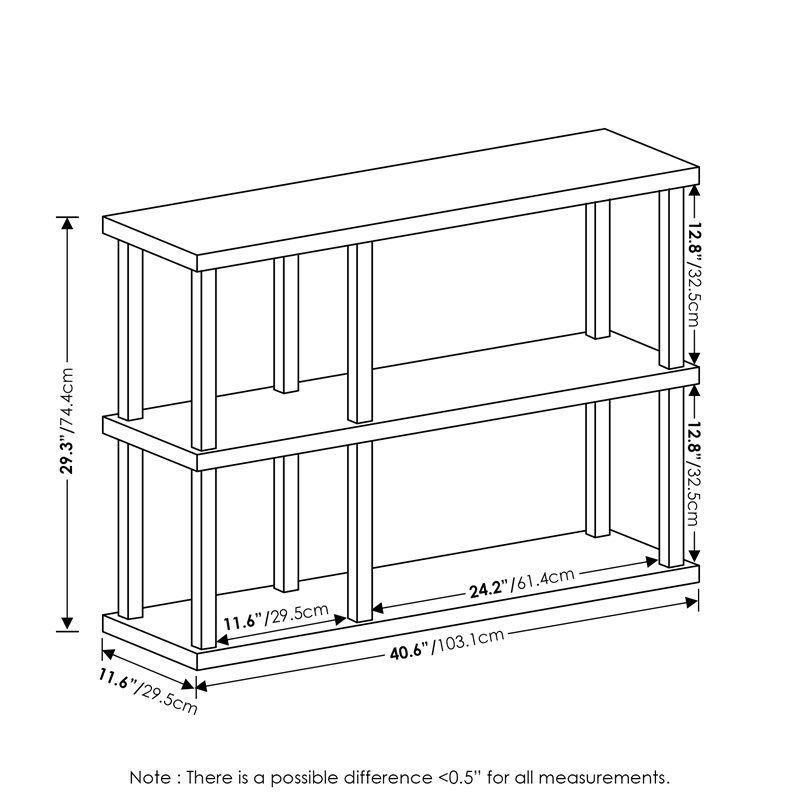 Pemberly Row Turn-N-Tube 3-Tier Decorative Display Shelf in Americano/Black