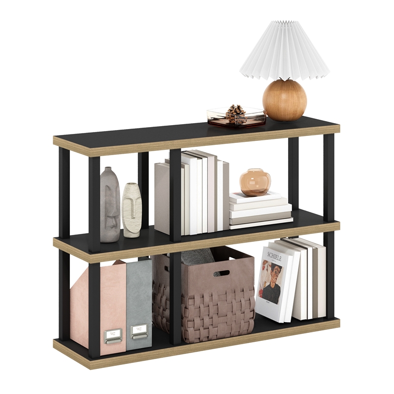Pemberly Row Turn-N-Tube 3-Tier Decorative Display Shelf in Americano/Black