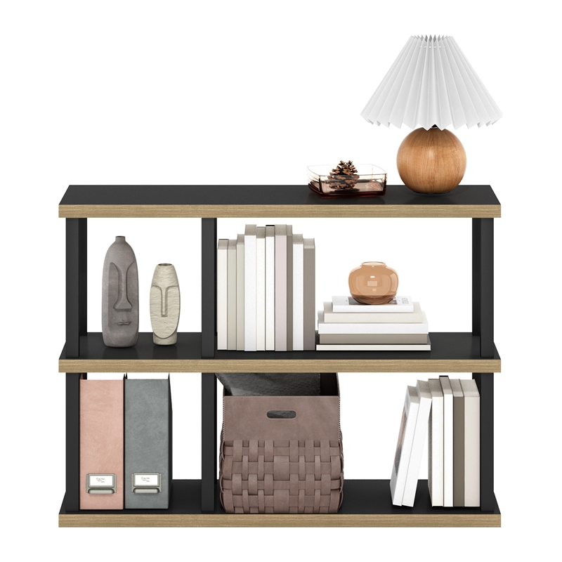 Pemberly Row Turn-N-Tube 3-Tier Decorative Display Shelf in Americano/Black