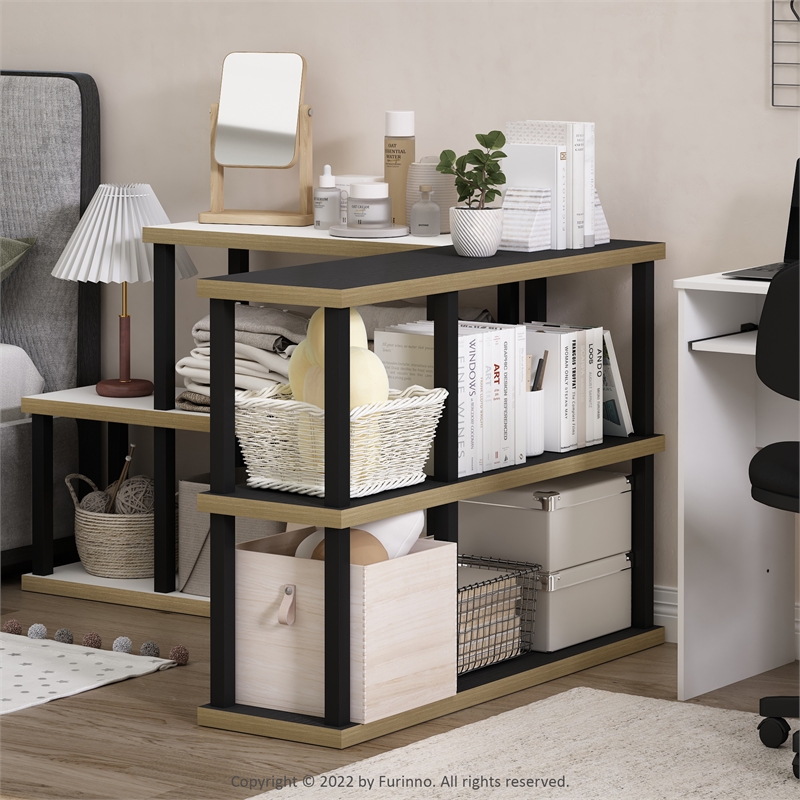 Pemberly Row Turn-N-Tube 3-Tier Decorative Display Shelf in Americano/Black
