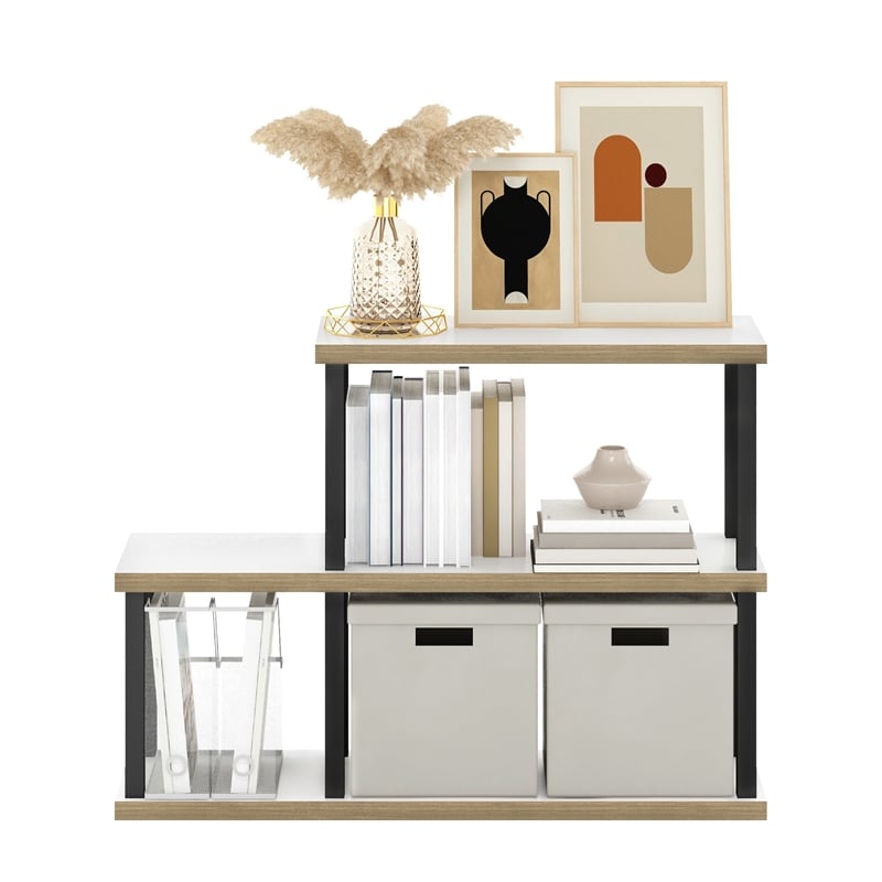 Pemberly Row Turn-N-Tube 3-Tier Ladder Decorative Display Solid White/Black