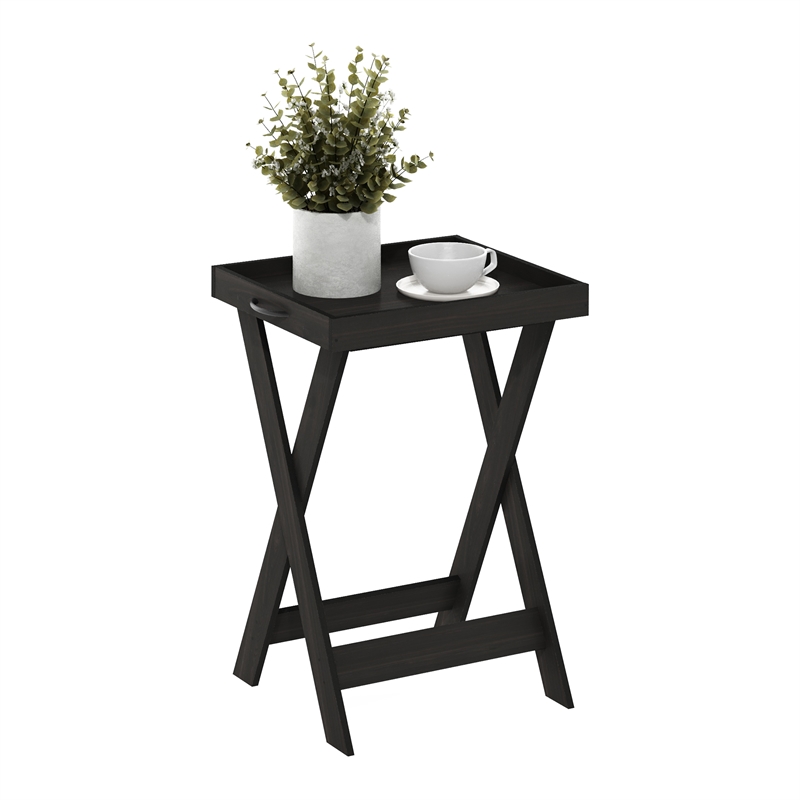 Pemberly Row Classic Tray Table with Removable Tray in Espresso