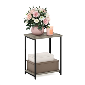 Pemberly Row Industrial Metal Frame End Table in 1-Pack in French Oak
