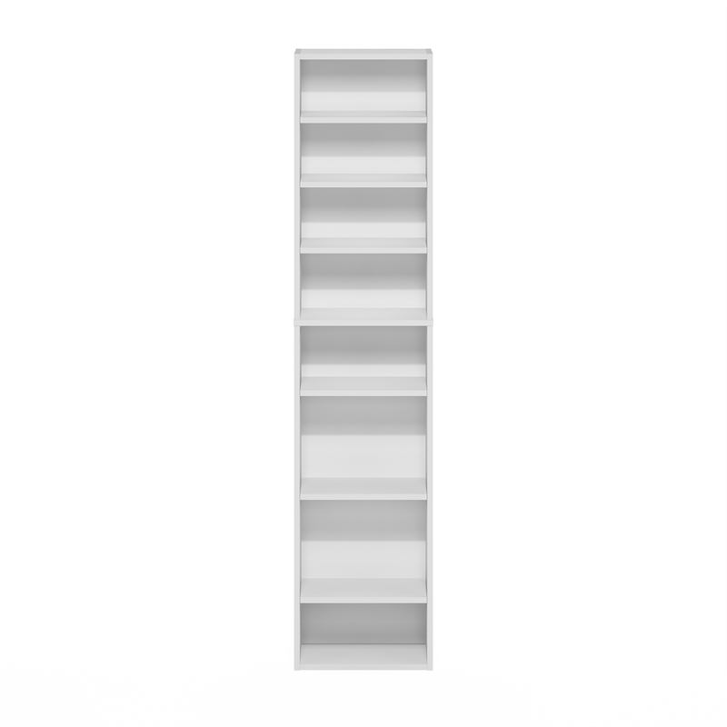 Pemberly Row 8-Tier Adjustable Shelves Multimedia Media Storage Tower Rack White