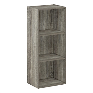 Pemberly Row Contemporary 3-Tier Open Shelf Bookcase in French Oak