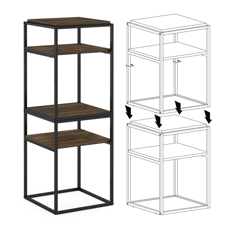 Pemberly Row Engineered Wood 2-Tier Stackable Shelf in Columbia Walnut