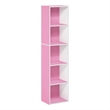 Pemberly Row Contemporary 5-Tier Open Shelf Bookcase in Pink/White